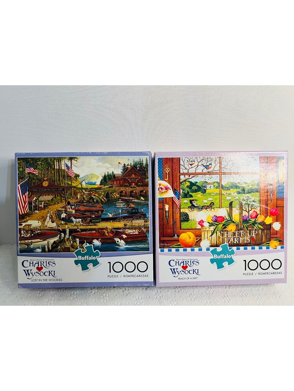 Charles Wysocki Americana Lot Lost Woodies Peach Day 1000 jigsaw puzzle buffalo